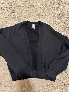 CALA Ribbed Trim Cardigan in Black Size Small/Medium